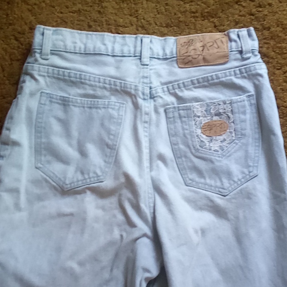 Esprit Vintage 80's Light Wash High Rise Mom Jeans Lace Detail Size 28
